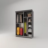 Kenzlife gardırop sürgülü kapaklı kapılı 120 papatya gri aynalı gardolap dolap thumbnail 3