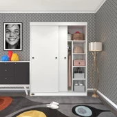 Kenzlife gardırop sürgülü kapaklı kapılı 140 papatya byz gardolap dolap thumbnail 1