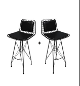 Knsz kafes tel bar sandalyesi 2 li zengin syhsyh sırt minderli 75 cm oturma yüksekliği ofis cafe bahçe mutfak thumbnail 1