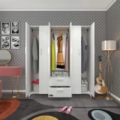 Kenzlife gardırop 6 kapaklı kapılı 2 çekmeceli glayör 168X150X42 byz ayaklı gardolap dolap - 1