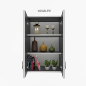 Kenzlife mutfak dolabı idil  060.040.32 gri 2 raflı kapaklı  ofis banyo kiler evrak kitaplık - 1