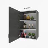 Kenzlife mutfak dolabı irem  090.060.32 gri  2 raflı kapaklı  ofis banyo kiler evrak kitaplık - 1