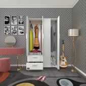 Kenzlife gardırop 4 kapaklı kapılı 2 çekmeceli gonca 168*100*42 byz ayaklı gardolap dolap - 1
