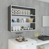 Kenzlife mutfak dolabı ıtır 090.090.30 gri 2 raflı kapaksız ofis banyo kiler evrak kitaplık - 4