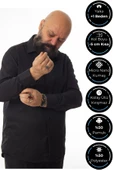 Siyah 4 Drop Ekstra Büyük Yaka Rahat Kesim Micro Kumaş Kol Düğmeli Regular Fit Erkek Gömlek // 189-6-DC24X thumbnail 2