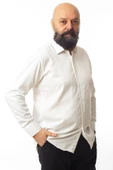 Krem 4 Drop Ekstra Büyük Yaka Rahat Kesim Micro Kumaş Kol Düğmeli Regular Fit Erkek Gömlek // 189-10-DC24X thumbnail 1