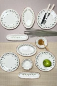 TABAK EVİ Stoneware Flower Green Kahvaltı Takımı 6 Kişilik 14 Parça - 1