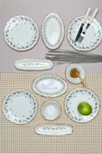 TABAK EVİ Stoneware Flower Green Kahvaltı Takımı 6 Kişilik 14 Parça - 4