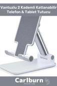 Özel Üretim Profesyonel Dayanıklı Kaymaz Tablet Telefon Tutucu Stant 2 Kademeli Uzunluk Beyaz - 2