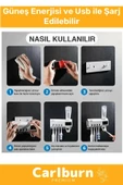 Premium Usb Şarjlı Güneş Enerjili Otomatik Diş Macun Sıkacağı Sterilizatörlü 4 Adet Fırçalığı Tutucu - 2