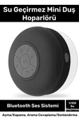 Deluxe Serisi Vantuzlu Su Geçirmez Şarjlı Mini Bluetooth Özellikli Beyaz Duş Kamp Sahil Hoparlörü - 1