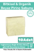 %100 Doğal Koku Yüz Cilt Beyazlatıcı Organik Nemlendirici Beyaz Pirinç 10'lu Sabun Set thumbnail 1