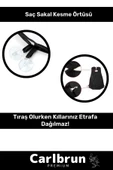 Premium Pratik Vakumlu Aynaya Yapıştırma Aparatlı Evde Saç Sakal Kesme Siyah- Beyaz Set Tıraş Örtüsü - 3