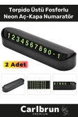 Lüks Araç Içi Telefon Numarası Oto Cam Kartı Torpido Üstü Fosforlu Neon Aç-Kapa Numaratör 2 Adet - 1