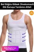 Yeni Sezon Bel Göğüs Dik Duruş Jinekomasti Toparlayıcı Erkek Extra Göbek Sıkılaştırıcı Korse Atlet - 1