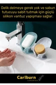 Özel Tasarım Tezgah Üstü Mutfak Banyo Bulaşık Lavabo Vantuzlu Su Tutmaz Giderli Katı Sabunluk - 3