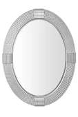 Dekoratif Oval Ayna Örgülü Model Gümüş Gri 77*64 - 1