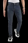 Erkek Dar Paça Desturalı New Gök Mavi Kot Pantolon - 1