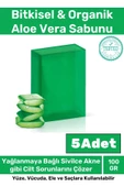 Özel Üretim %100 Doğal Koku Yüz Cilt Beyazlatıcı Organik Nemlendirici Aloe Vera Sabunu 5 Adet - 1