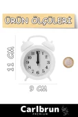 Premium Yüksek Sesli Alarmlı Pilli Dekoratif Çift Çanlı Mini Masaüstü Analog Dekoratif Çalar Saat - 2