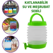 Su Sebili Ayran Meşrubat Içecek Bidonu Sebil Katlanabilir Musluklu Termos Çeşmeli Körüklü 5.5 Litre - 1
