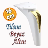 Tılsım Mobilya Oturma Grubu Kanepe Sehpa TV Ünitesi Koltuk Ayağı Baza Ayakları Beyaz Altın 16 cm - 1