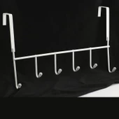 Ahşap Kapı Arkası Askılık Elbise Havlu Asma Askı Metal 6'lı Tekli Banyo Lavabo Sağlam Aparat Beyaz - 6