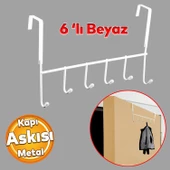 Ahşap Kapı Arkası Askılık Elbise Havlu Asma Askı Metal 6'lı Tekli Banyo Lavabo Sağlam Aparat Beyaz - 1