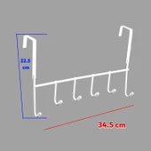 Ahşap Kapı Arkası Askılık Elbise Havlu Asma Askı Metal 6'lı Tekli Banyo Lavabo Sağlam Aparat Beyaz - 2