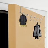 Ahşap Kapı Arkası Çiftli Askılık Elbise Havlu Asma Askı Metal 6'lı Banyo Lavabo Sağlam Aparat Krom - 4