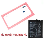 Tkgz Huawei Uyumlu Nova 3i Arka Pil Batarya Kapağı + PİL (CAM) BEYAZ - 1