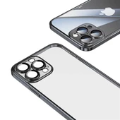 İphone 13 Pro Max Darbe Emici Şeffaf Kenarları Renkli Sert Lazer Lensli Kılıf thumbnail 3