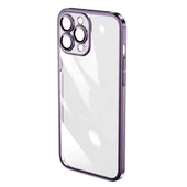 İphone 13 Pro Max Darbe Emici Şeffaf Kenarları Renkli Sert Lazer Lensli Kılıf thumbnail 5