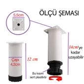 2 Adet Metal Ayarlanabilir 12 cm Beyaz Destek Ayağı Mobilya Kanepe Baza Koltuk Dolap Sehpa TV Ünitesi Ayağı - 3