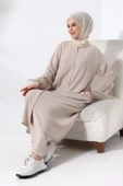 Kadın Hac ve Umre Kıyafeti Tesettür İkili Takım Krem - 7