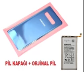 Tkgz Samsung Galaxy S10 PLUS Arka Pil Batarya Kapağı + PİL (CAM) MAVİ thumbnail 1