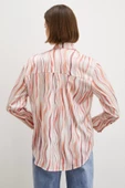 Dalga Çizgili V Yaka Gömlek Oranj thumbnail 2