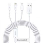 Baseus 50 CM Metre 3.5Amper Yüksek Hızlı 3in1 Type-C, İphone Lightning ve Micro Şarj ve Data Kablosu - 1