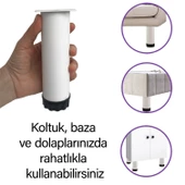 4 Adet Metal Ayarlanabilir 15 cm Beyaz Destek Ayak Mobilya Kanepe Baza Koltuk Dolap Sehpa TV Ünitesi Ayağı thumbnail 2