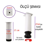 Metal Ayarlanabilir 15 cm Beyaz Destek Ayak Mobilya Kanepe Baza Koltuk Dolap Sehpa TV Ünitesi Ayağı - 3