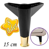 8 Adet Golden Ayak 15 cm Siyah Altın Gold Mobilya Kanepe Sehpa Ünite Koltuk Ayağı Baza Ayak Ayakları thumbnail 1