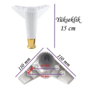 8 Adet Golden Ayak 15 cm Beyaz Altın Gold Mobilya Kanepe Sehpa Ünite Koltuk Ayağı Baza Ayak Ayakları - 3