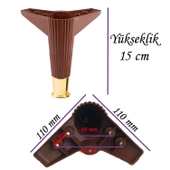 8 Adet Golden Ayak 15 cm Kahve Altın Gold Mobilya Kanepe Sehpa Ünite Koltuk Ayağı Baza Ayak Ayakları thumbnail 3