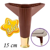 4 Adet Golden Ayak 15 cm Kahve Altın Gold Mobilya Kanepe Sehpa Ünite Koltuk Ayağı Baza Ayak Ayakları - 1