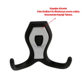 Galata Askı Vestiyer Mobilya Duvar Askısı Metal Dolap Elbise Askılığı Siyah Renk Krom Kapaklı thumbnail 5