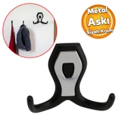 Galata Askı Vestiyer Mobilya Duvar Askısı Metal Dolap Elbise Askılığı Siyah Renk Krom Kapaklı thumbnail 1