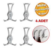 Galata Askı Portmanto Metal Vestiyer Duvar Dolap Elbise Askısı Krom Renk Mobilya Askılığı 4 Adet thumbnail 1