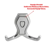 Galata Askı Vestiyer Mobilya Duvar Askısı Metal Dolap Elbise Askılığı Krom Renk Krom Kapaklı 4 Adet thumbnail 3