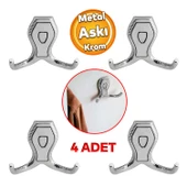 Galata Askı Vestiyer Mobilya Duvar Askısı Metal Dolap Elbise Askılığı Krom Renk Krom Kapaklı 4 Adet thumbnail 1