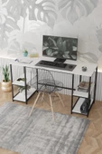 Durusilya Mobilya 140*50 Cm Metal Çalışma Bilgisayar Ofis Masası Kitaplıklı - 5